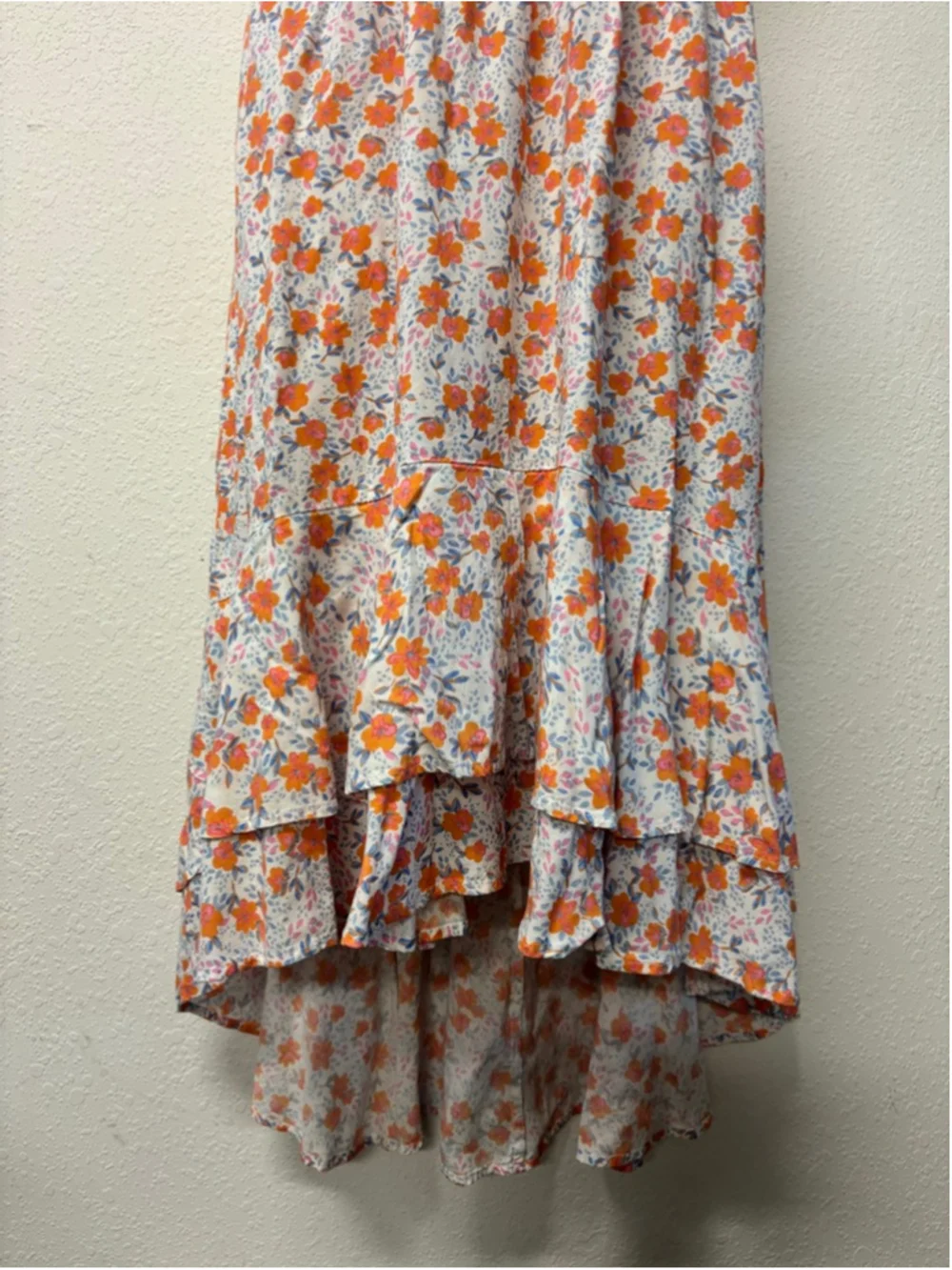 Sun Dress Jopana White Orange Floral High Low Dress Small - Picture 3 of 7